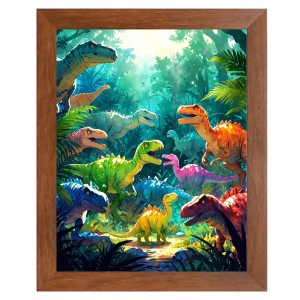 AI Funny Dinosaurs Art Picture for Kids - 10x14 inches, Brown Color - Perfect Wall Decor for Children's Room AI Funny Dinosaurs Art Picture for Kids - 10x14 inches, Brown Color - Perfect Wall Decor for Children's Room