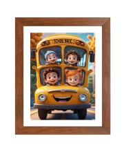 AI Funny Kids With School Bus Art Picture for Kids - 10x14 inches, Brown Color - Perfect Wall Decor for Children's Room AI Funny Kids With School Bus Art Picture for Kids - 10x14 inches, Brown Color - Perfect Wall Decor for Children's Room