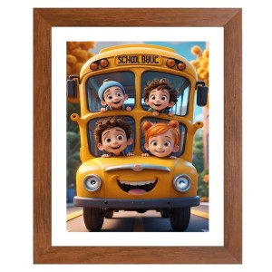 AI Funny Kids With School Bus Art Picture for Kids - 10x14 inches, Brown Color - Perfect Wall Decor for Children's Room AI Funny Kids With School Bus Art Picture for Kids - 10x14 inches, Brown Color - Perfect Wall Decor for Children's Room