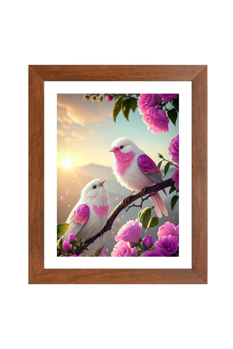 AI Funny Cute Birds Art Picture for Kids - 10x14 inches, Brown Color - Perfect Wall Decor for Children's Room