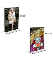 Sai Baba Acrylic T-Style Photo Stand - 7x9 Inches, Compact and Stylish Spiritual Display, easily change 2 photos (Pack of 1)