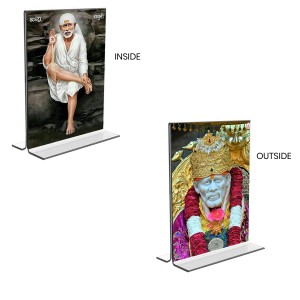Sai Baba Acrylic T-Style Photo Stand, Compact and Stylish Spiritual Display, easily change 2 photos (Pack of 1) Sai Baba Acrylic T-Style Photo Stand, Compact and Stylish Spiritual Display, easily change 2 photos (Pack of 1)