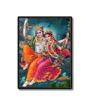 Sri Radha Krishna Laminated Photo (11x13 Inches Without glass) Divine Blessings for Table and Walls,Home & Office and Temple Decoration