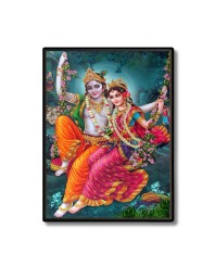 Sri Radha Krishna Laminated Photo (11x13 Inches Without glass) Divine Blessings for Table and Walls,Home & Office and Temple Decoration