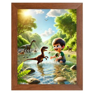 AI Funny cute baby boy with dinosaurs Art Picture for Kids - 16x20 inches, Brown Color - Perfect Wall Decor for Children's Room AI Funny cute baby boy with dinosaurs Art Picture for Kids - 16x20 inches, Brown Color - Perfect Wall Decor for Children's Room