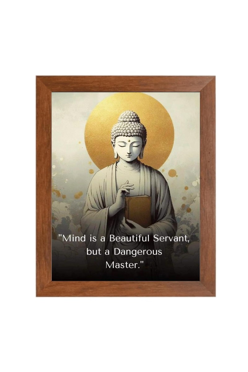 Buddha & His Famous Quote Photo Frame - Brown Frame, Perfect for Office & Wall Decoration, Ideal Gift