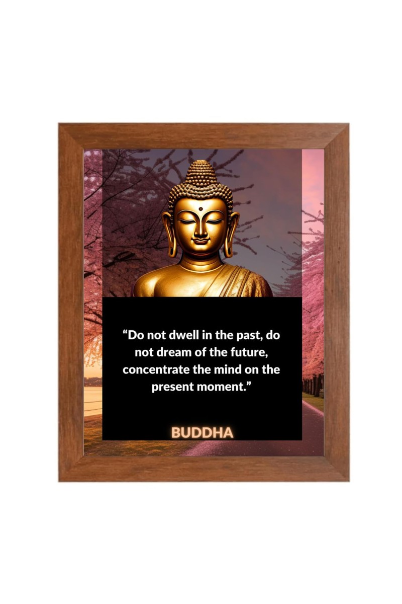 Buddha & His Famous Quote Photo Frame - Brown Frame, Perfect for Office & Wall Decoration, Ideal Gift