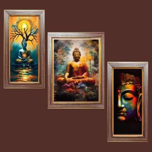 3-Pack The serenity buddha painting Photo Frames - 2 Pieces 6x13 Inch & 1 Piece 10x13 Inch - Rustic Wall Art for Home & Office Decor - Botanical Wall Hanging for Living Room, Bedroom, or Workspa