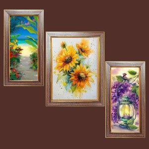 3-Pack Beautiful Garden paiting Photo Frames - 2 Pieces 10x17 Inch & 1 Piece 14x17 Inch - Rustic Wall Art for Home & Office Decor - Botanical Wall Hanging for Living Room, Bedroom, or Workspace
