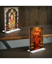 Sri Ram Lalla & Sri Hanuman Acrylic T-Style Photo Stand - 11x13 Inches, Compact and Stylish Spiritual Display, easily change 2 photos (Pack of 1)