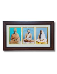 Hi tech Sales Swami Vivekananda & Ramkrishna Paramahansa & Sarada Maa photo frame | synthetic photo Frame with Glass | For wall, living room, gifts, pooja (Multicolor) (Brown)