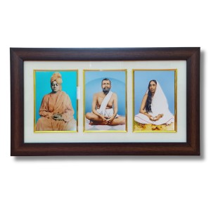 Hi tech Sales Swami Vivekananda & Ramkrishna Paramahansa & Sarada Maa photo frame | synthetic photo Frame with Glass | For wall, living room, gifts, pooja (Multicolor) (Brown)