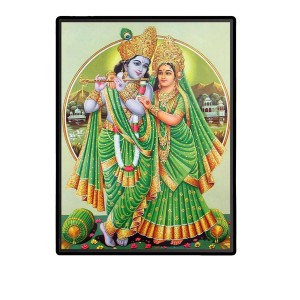 Radha Krishna Laminated Photo - 5x7 Inches, Divine Blessings for Home & Office and Temple Decoration