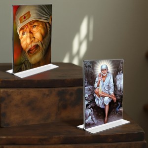 Sai Baba Acrylic T-Style Photo Stand, Compact and Stylish Spiritual Display, easily change 2 photos (Pack of 1) Sai Baba Acrylic T-Style Photo Stand, Compact and Stylish Spiritual Display, easily change 2 photos (Pack of 1)
