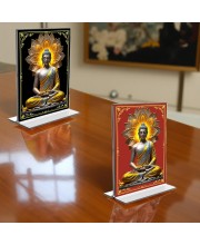 Buddha Acrylic T-Style Photo Stand - 11x13 Inches, Compact and Stylish Spiritual Display, easily change 2 photos (Pack of 1)
