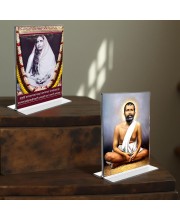 Sri Ramakrishna Paramhansa & Sarada Debi Acrylic T-Style Photo Stand - 7x9 Inches, Compact and Stylish Spiritual Display, easily change 2 photos (Pack of 1)