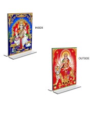Debi Saraswati & Debi Durga Acrylic T-Style Photo Stand - 11x13 Inches, Compact and Stylish Spiritual Display, easily change 2 photos (Pack of 1)