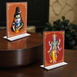 Lord Shiva & Lord Vishnu Acrylic T-Style Photo Stand, Compact and Stylish Spiritual Display, easily change 2 photos (Pack of 1) Lord Shiva & Lord Vishnu Acrylic T-Style Photo Stand, Compact and Stylish Spiritual Display, easily change 2 photos (Pack of 1)