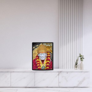 Sai Baba Laminated Photo - 5x7 Inches, Divine Blessings for Home & Office and Temple Decoration