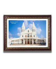 Velankanni Church Church Photo Frame, Beautiful Elegant Framed Wall Art of Iconic Cathedral