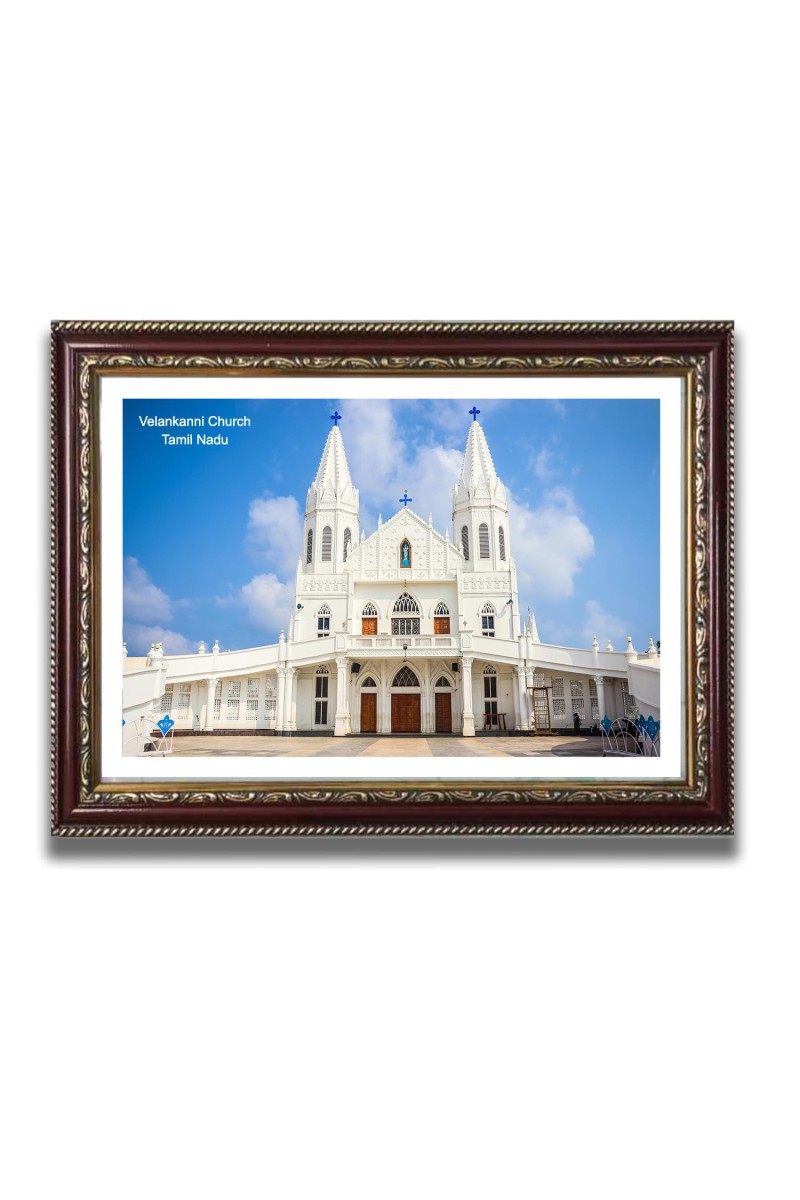 Velankanni Church Church Photo Frame, Beautiful Elegant Framed Wall Art of Iconic Cathedral