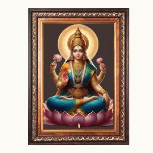 Sri Laxmi Color Photo 10x14 Inch - Vibrant Religious Wall Art for Home or Office Decor.