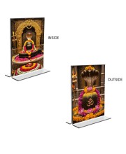 Lord Shiva Lingam Acrylic T-Style Photo Stand, Compact and Stylish Spiritual Display, easily change 2 photos (Pack of 1)
