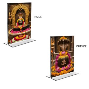 Lord Shiva Lingam Acrylic T-Style Photo Stand - 5x7 Inches, Compact and Stylish Spiritual Display, easily change 2 photos (Pack of 1) Lord Shiva Lingam Acrylic T-Style Photo Stand - 5x7 Inches, Compact and Stylish Spiritual Display, easily change 2 photos (Pack of 1)