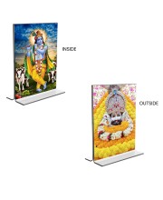 Lord Khatu shyam & Sri Krishna Acrylic T-Style Photo Stand - 11x13 Inches, Compact and Stylish Spiritual Display, easily change 2 photos (Pack of 1)