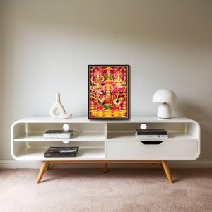 Maa Lakshmi Saraswati & Lord Ganesh Laminated Photo - 11x13 Inches, Divine Blessings for Home & Office and Temple Decoration