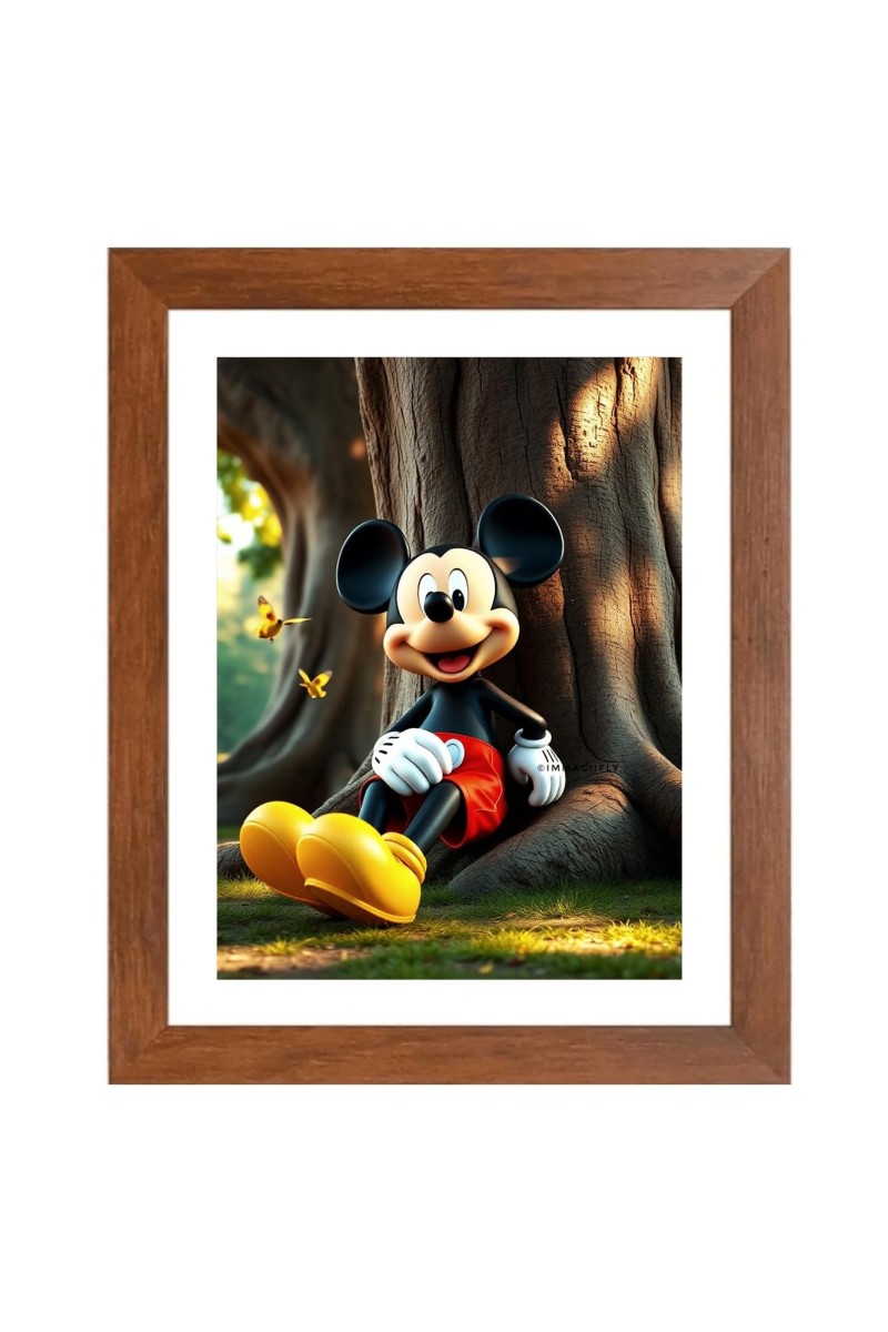 AI Funny Micky Mouse Art Picture for Kids - 10x14 inches, Brown Color - Perfect Wall Decor for Children's Room