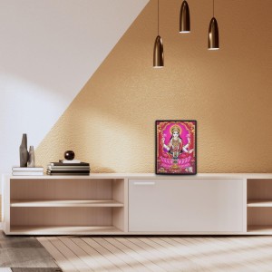 Maa Lakshmi Laminated Photo - 11x13 Inches, Divine Blessings for Home & Office and Temple Decoration