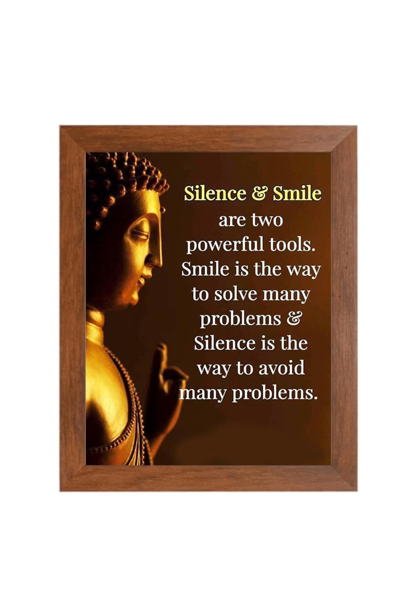 Buddha & His Famous Quote Photo Frame - Brown Frame, Perfect for Office & Wall Decoration, Ideal Gift