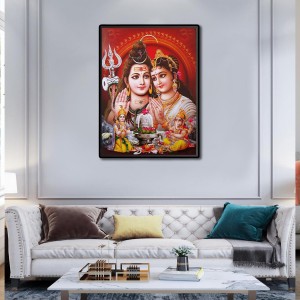 Shiva Family Laminated Photo - 5x7 Inches, Divine Blessings for Home & Office and Temple Decoration Shiva Family Laminated Photo - 5x7 Inches, Divine Blessings for Home & Office and Temple Decoration