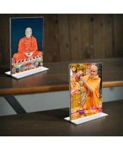 Sri Ramakrishna Paramhansa & Swami Narayan Acrylic T-Style Photo Stand - 11x13 Inches, Compact and Stylish Spiritual Display, easily change 2 photos (Pack of 1)