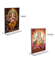 Lord Ganesh Acrylic T-Style Photo Stand - 11x13 Inches, Compact and Stylish Spiritual Display, easily change 2 photos (Pack of 1)