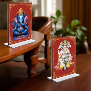 Sri Ganesh & Panchmukhi Hanuman Acrylic T-Style Photo Stand, Compact and Stylish Spiritual Display, easily change 2 photos (Pack of 1) Sri Ganesh & Panchmukhi Hanuman Acrylic T-Style Photo Stand, Compact and Stylish Spiritual Display, easily change 2 photos (Pack of 1)