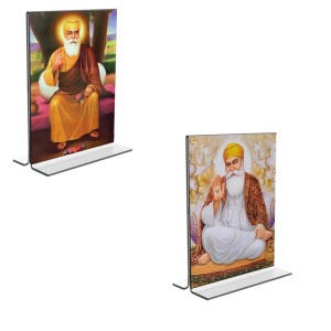 Car Desk/Table Top Guru Nanak Acrylic T-Style Photo Stand - 2.5x3.5 Inches, Compact and Stylish Spiritual Display, easily change 2 photos (Pack of 1) Car Desk/Table Top Guru Nanak Acrylic T-Style Photo Stand - 2.5x3.5 Inches, Compact and Stylish Spiritual Display, easily change 2 photos (Pack of 1)