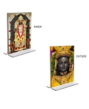 Lord Ram Lalla Acrylic T-Style Photo Stand - 11x13 Inches, Compact and Stylish Spiritual Display, easily change 2 photos (Pack of 1)
