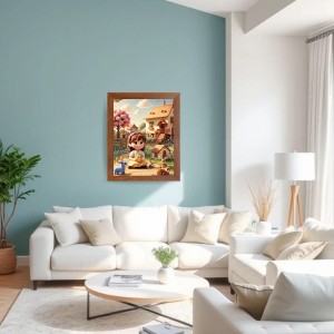 AI Funny Cute Girls with Toy Art Picture for Kids - 16x20 inches, Brown Color - Perfect Wall Decor for Children's Room AI Funny Cute Girls with Toy Art Picture for Kids - 16x20 inches, Brown Color - Perfect Wall Decor for Children's Room