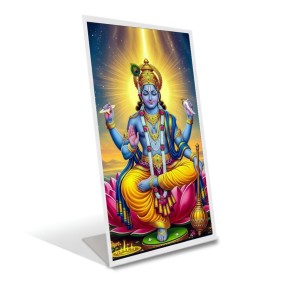 Car Desk/Table Top Lord Vishnu Acrylic L-Style Photo Stand - 2.5x3.5 Inches, Compact And Stylish Spiritual Display (F6663)