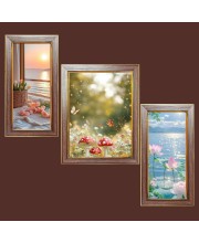 3-Pack Blooming Beyond Photo Frames - 2 Pieces 10x17 Inch & 1 Piece 14x17 Inch - Rustic Wall Art for Home & Office Decor - Botanical Wall Hanging for Living Room, Bedroom, or Workspace
