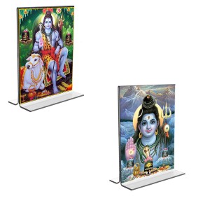 Car Desk/Table Top Lord Shiva Acrylic T-Style Photo Stand - 2.5x3.5 Inches, Compact and Stylish Spiritual Display, easily change 2 photos (Pack of 1) Car Desk/Table Top Lord Shiva Acrylic T-Style Photo Stand - 2.5x3.5 Inches, Compact and Stylish Spiritual Display, easily change 2 photos (Pack of 1)