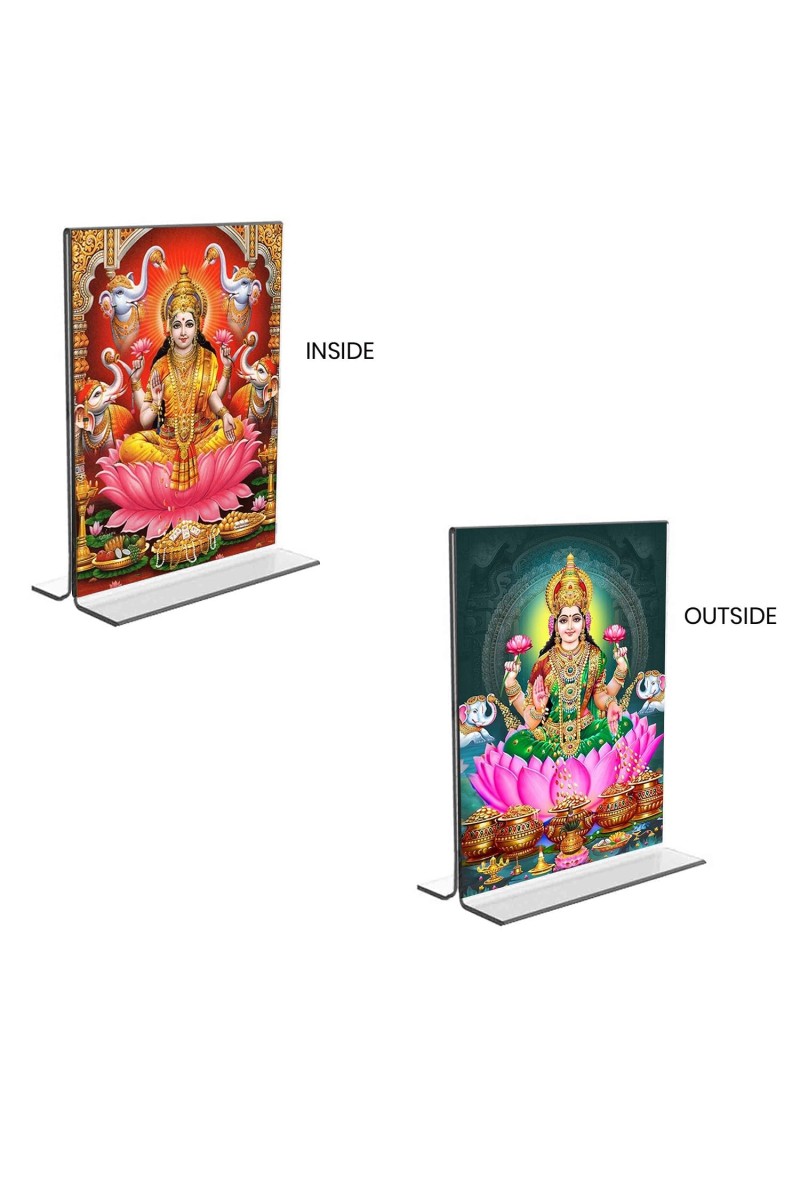Debi Lakshmi Acrylic T-Style Photo Stand - 9x11 Inches, Compact and Stylish Spiritual Display, easily change 2 photos (Pack of 1)