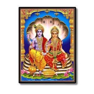 Vishnu Lakshmi Laminated Photo - 5x7 Inches, Divine Blessings for Home & Office and Temple Decoration