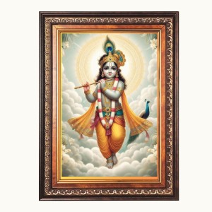 Sri Krishna Color Photo 10x14 Inch - Vibrant Religious Wall Art for Home or Office Decor.