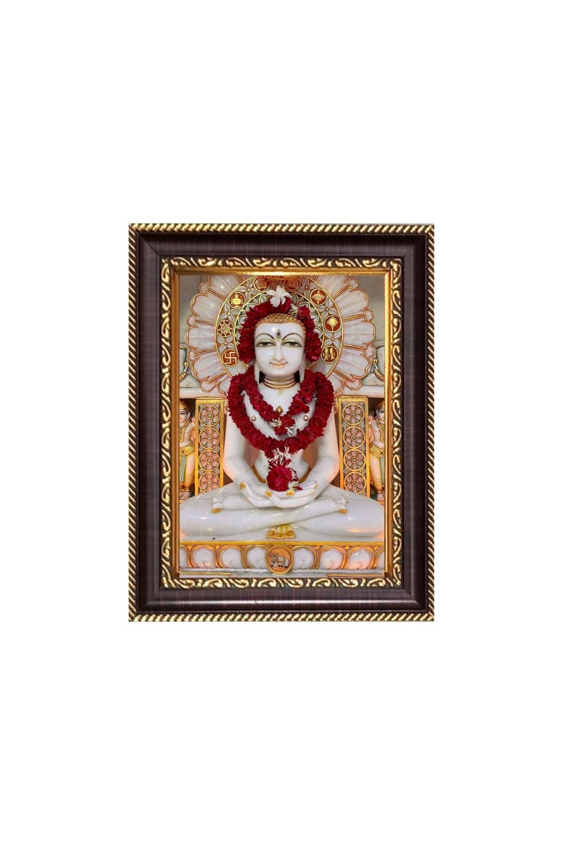 Sri Mahavir Digital Print Photo 6.7x8.7 inches - Vibrant Religious Wall Art for Home or Office Decor.