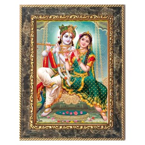 Shri Radha Krishna Digital Print Photo 6.7x8.7 inches - Vibrant Religious Wall Art for Home or Office Decor.