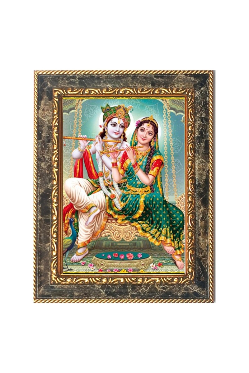Shri Radha Krishna Digital Print Photo 6.7x8.7 inches - Vibrant Religious Wall Art for Home or Office Decor.
