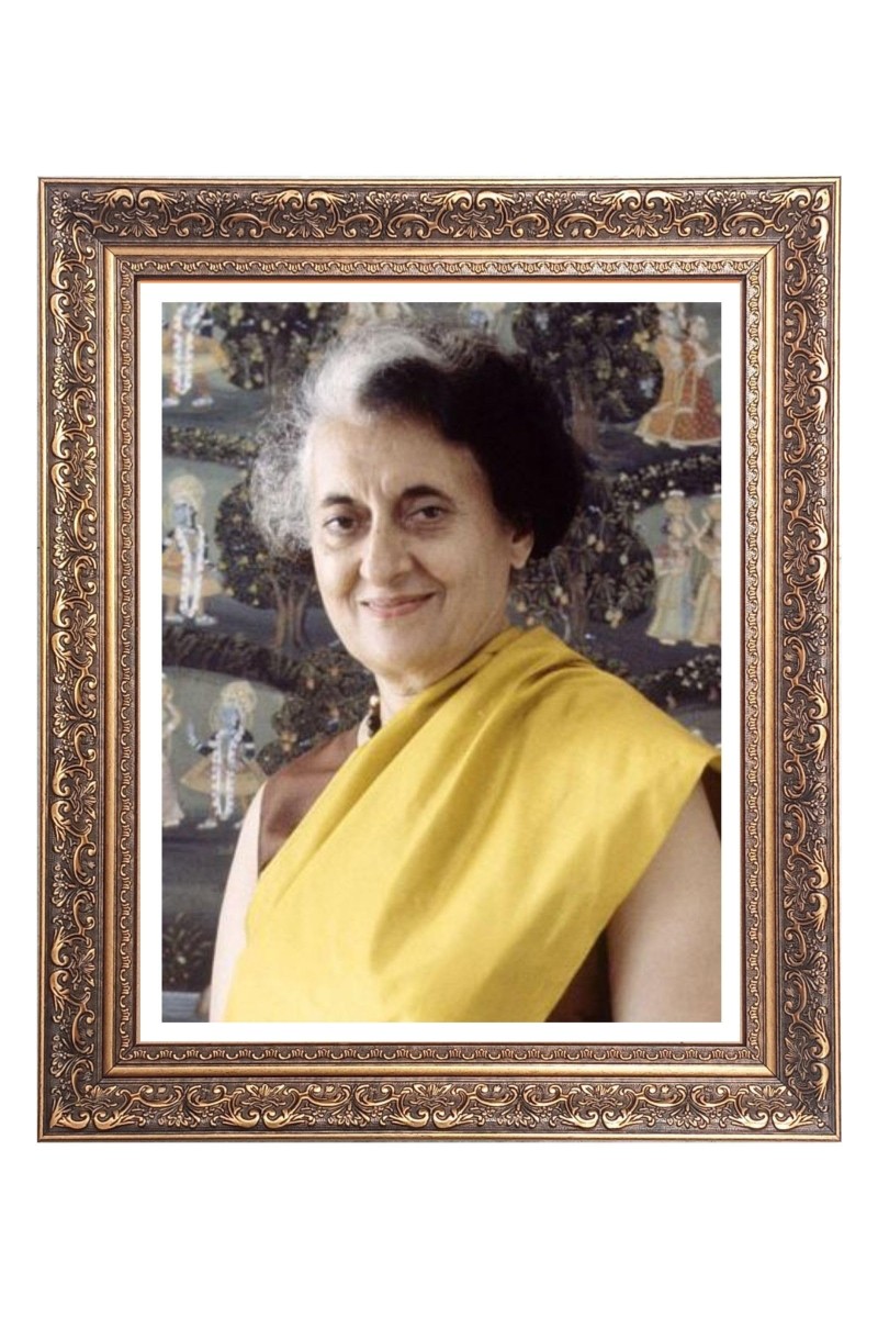 Srimati Indira Gandhi in Saree Big Photo Frame - 20x24 Inches for Home & Office Decoration